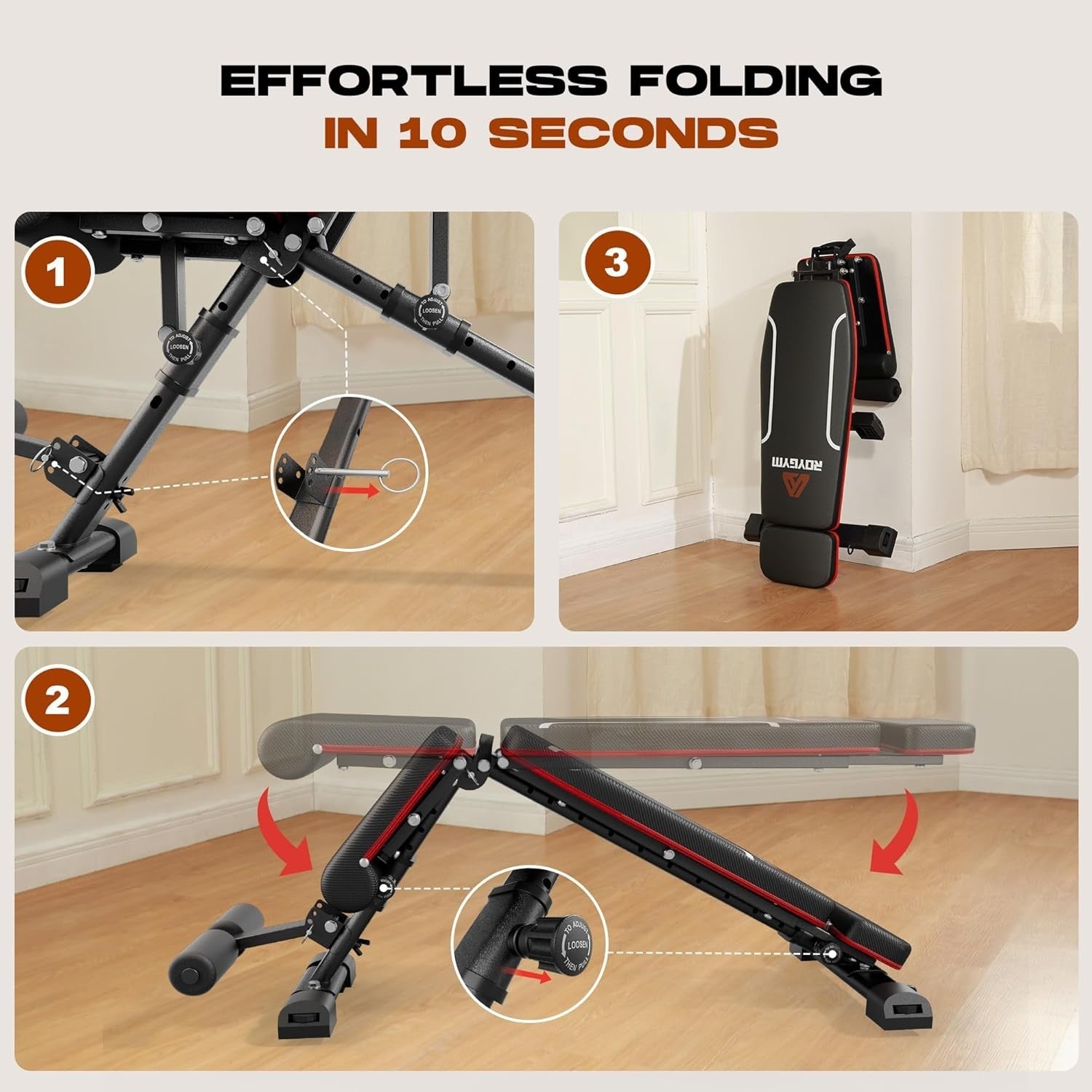 Heavy Duty Folding Weight Bench 400kg Incline Flat Adjustable Home Gym
