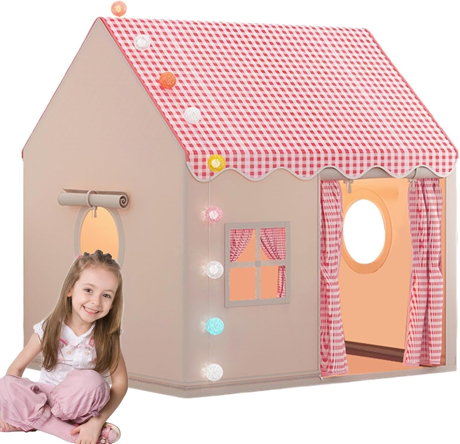 Kids Princess Castle Play Tent w Colour Ball Lights Indoor Outdoor