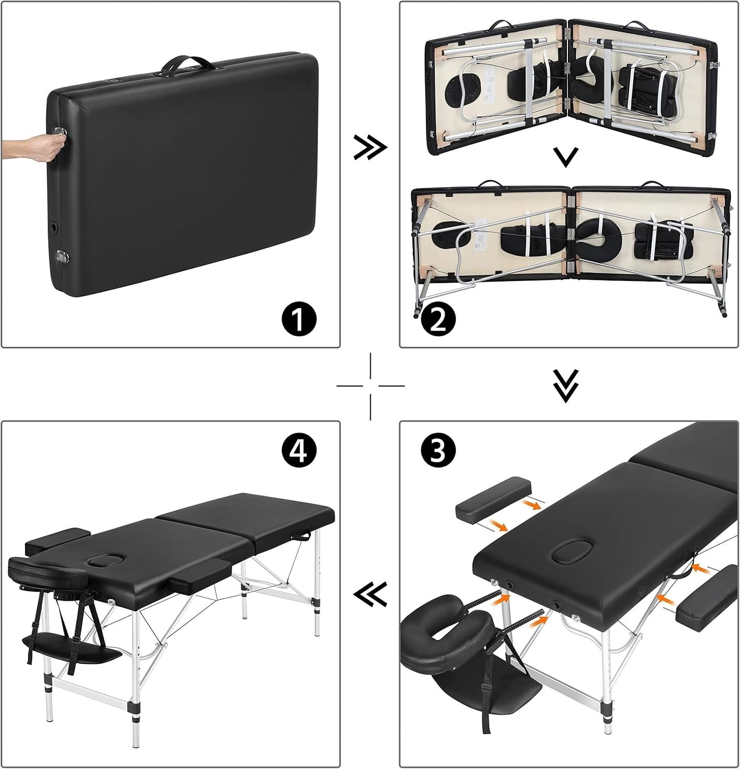 Portable Massage Table 2 Section with Saddle Stool Set Adjustable Spa Beauty Bed
