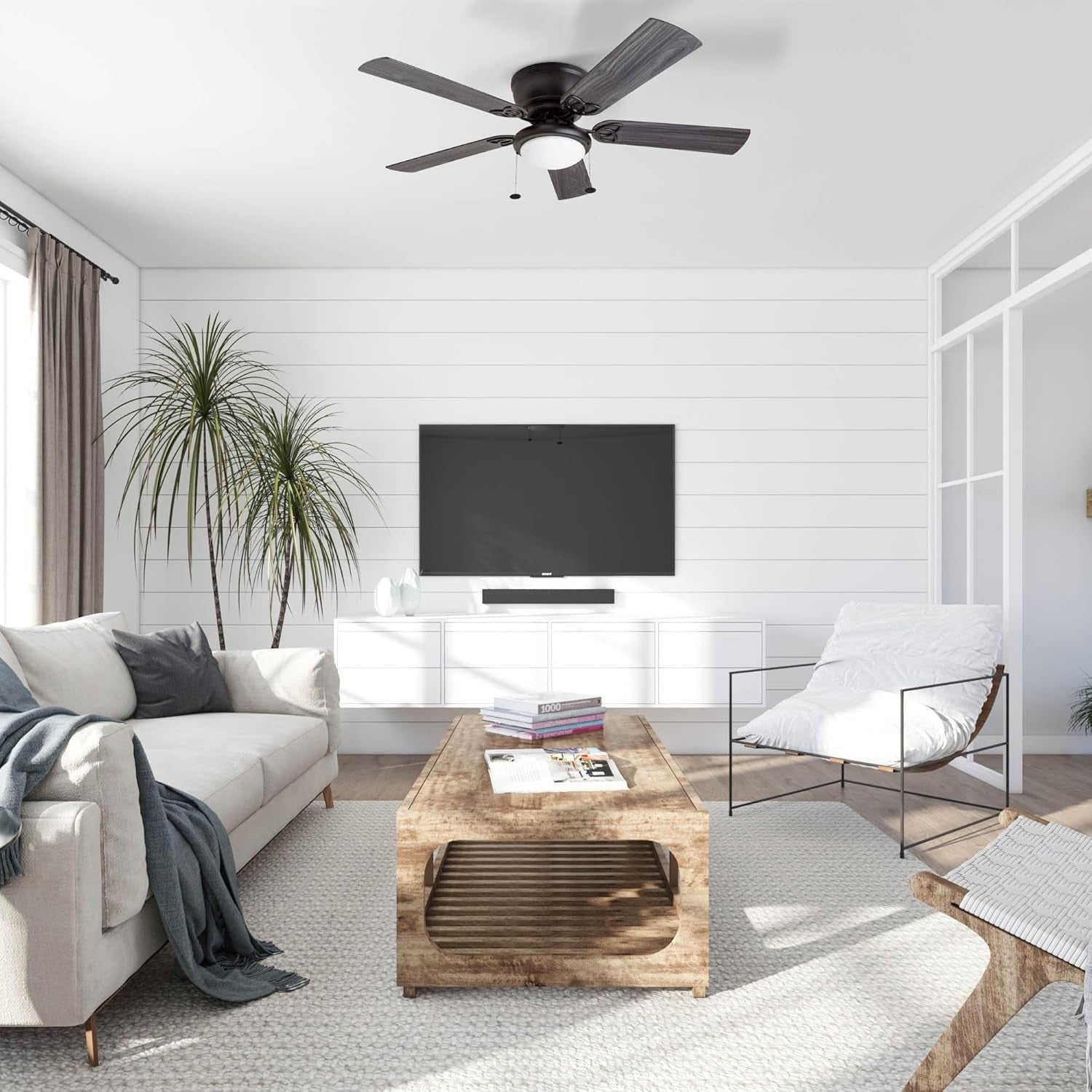 Prominence Home Benton 52" Ceiling Fan, 5 Blades, Remote, Matte Black Finish