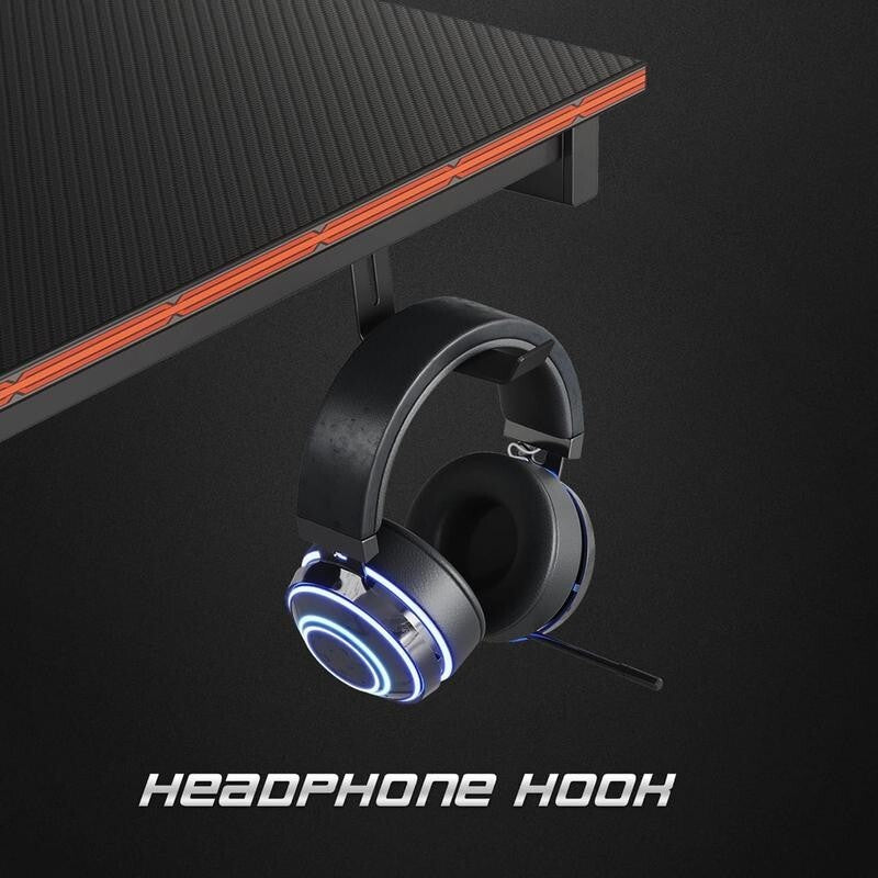Gaming Desk 120cm with Carbon Fibre Top & Hook – X-Shape PC Gamer Table