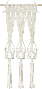 Macrame Wall Hanging with 3 Glass Vases Boho Home Decor