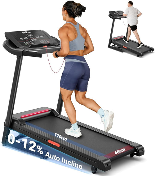 Foldable 12% Incline Treadmill 3HP Home Gym Running Belt 1-14KM/H