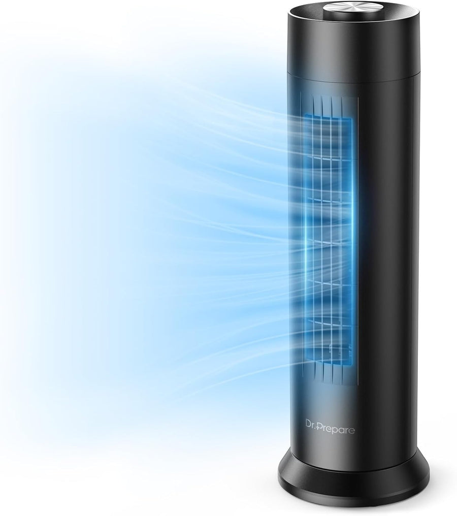 16" Bladeless Tower Fan – 3Speed Quiet Oscillating Cooling Desk Fan Black Remote