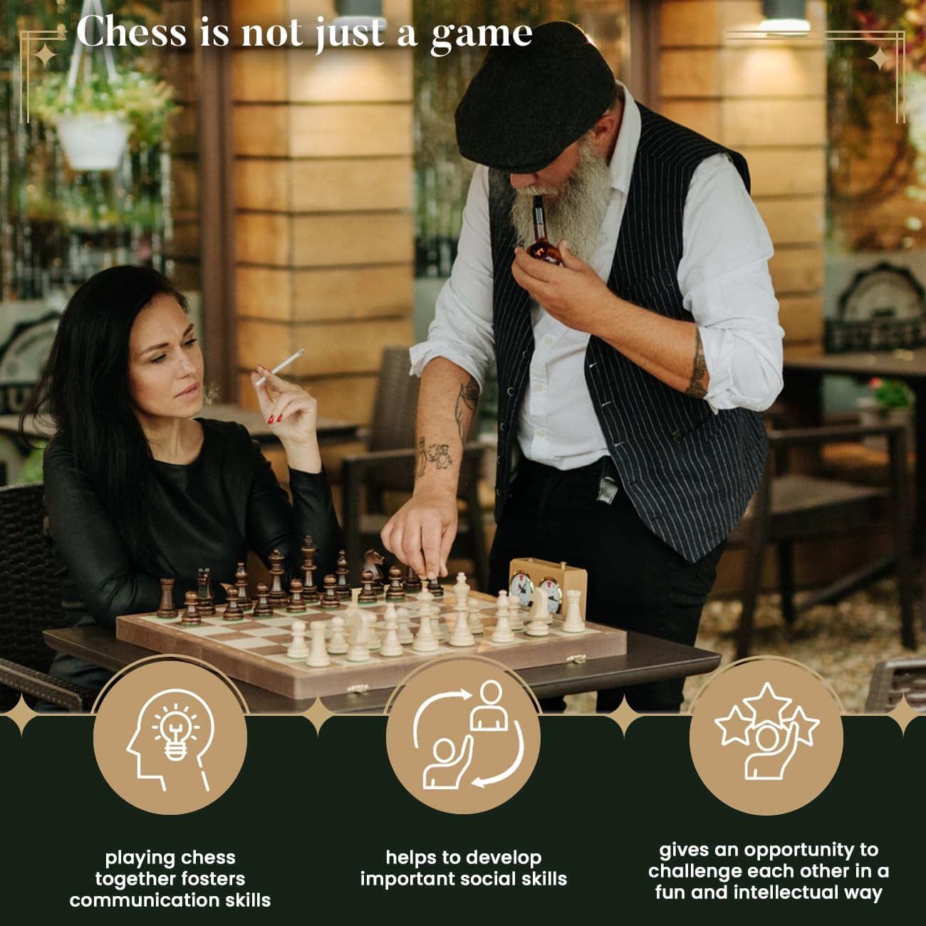 54cm Luxury Tournament Wooden Chess Set – Weighted Staunton No.6 Pieces