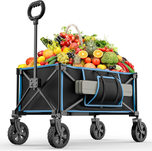 Black Folding Festival Trolley Compact 100L Camping Garden Wagon 150lbs
