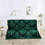 Dark Green 4kg Damask Weighted Blanket 200x240cm King Fleece