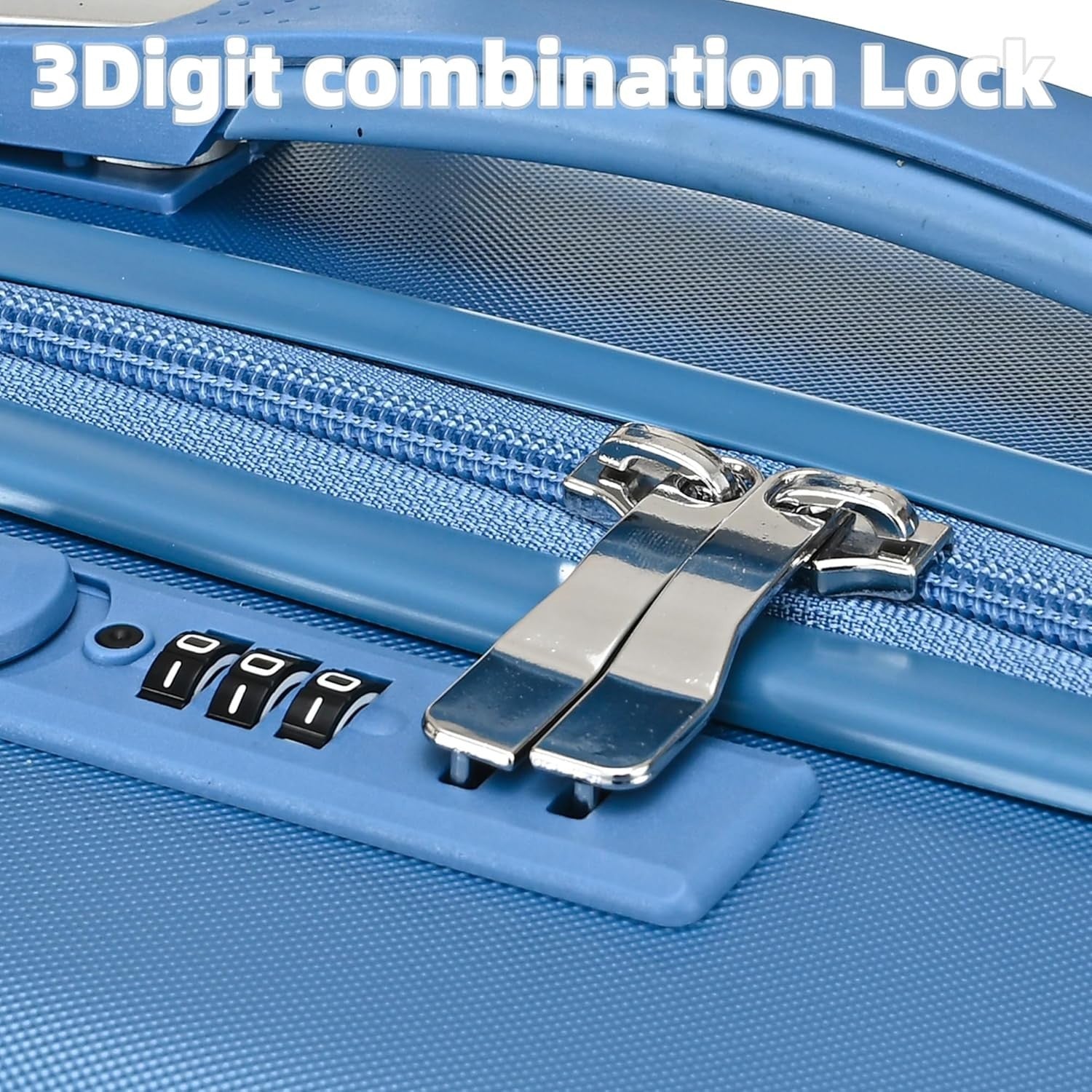 24 Inch Medium Hard Shell Suitcase PC ABS Lightweight Spinner Lock Blue