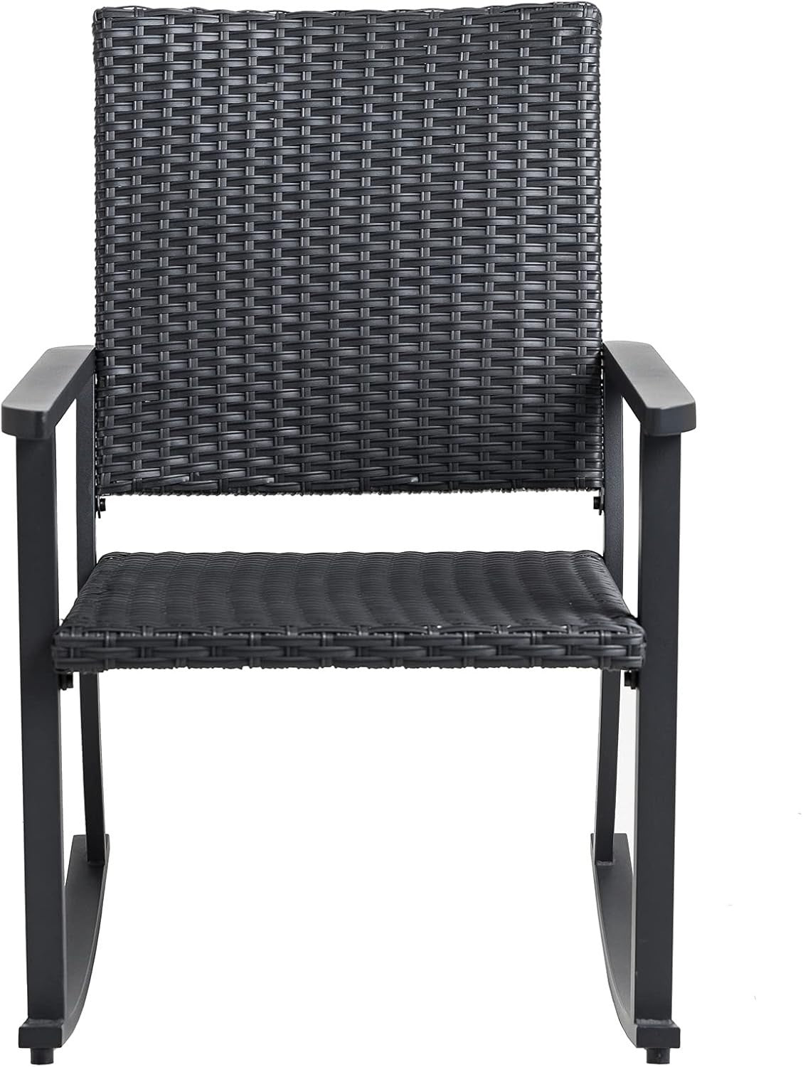 Outdoor Rocking Chair with Metal Frame, Weatherproof Rattan, Easy Assembly