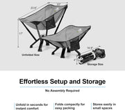 Portable Folding Camping Chair Lightweight Aluminum Frame No Assembly