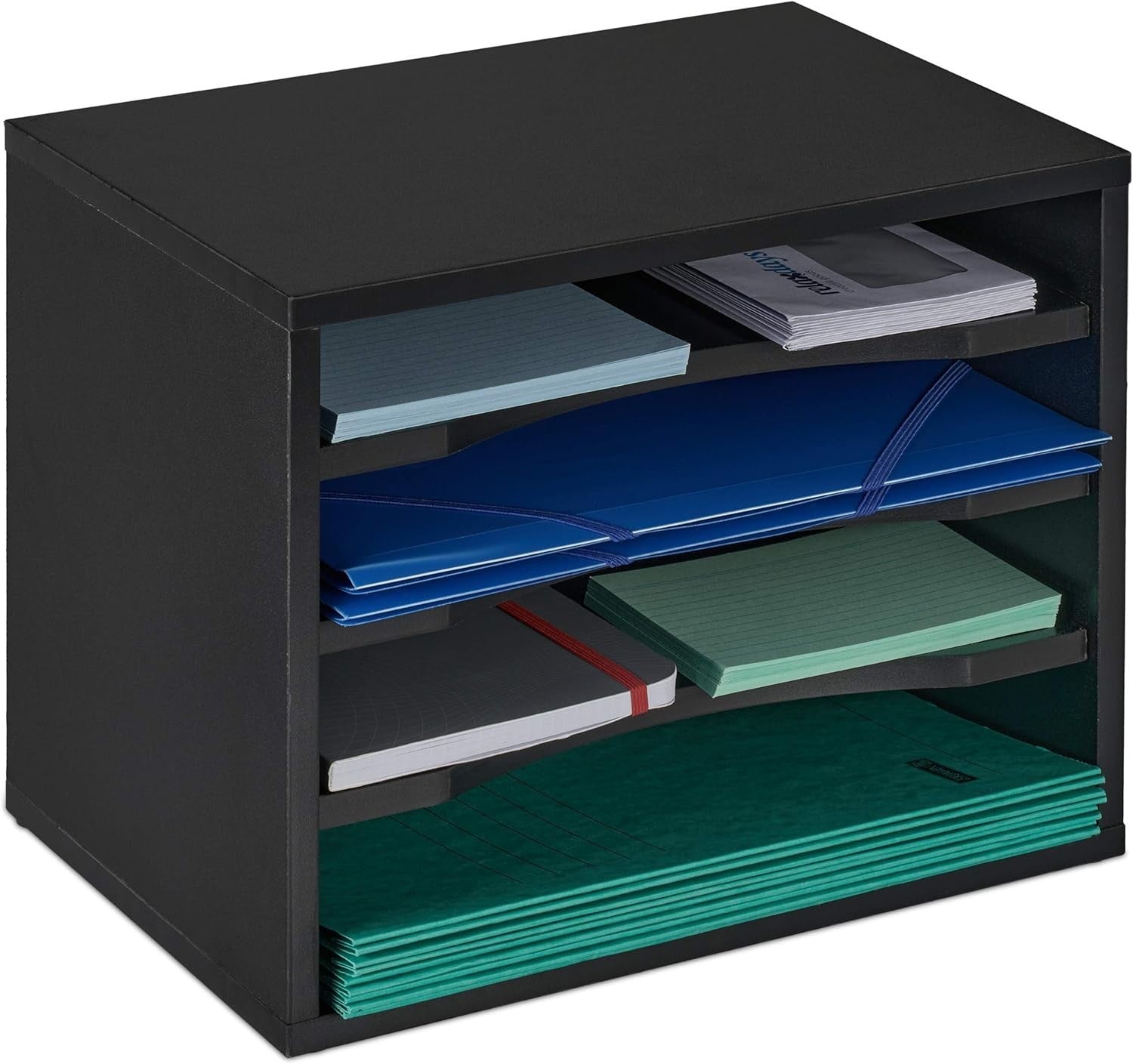 4-Tier Desk Organizer Document Tray | Large A4 Paper Storage, Black