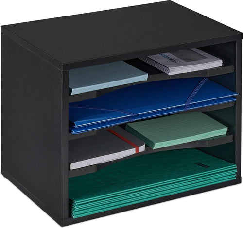 4-Tier Desk Organizer Document Tray | Large A4 Paper Storage, Black