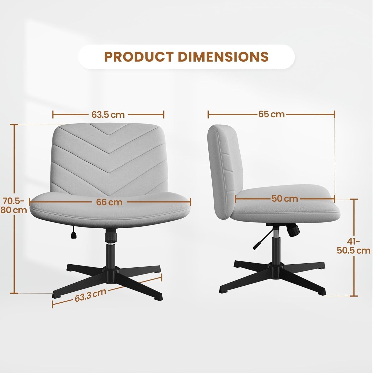 Adjustable Armless Office Chair Swivel Seat Ergonomic Home Desk Back Support