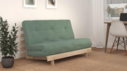 Double Futon Sofa Bed 137cm Harmony Green Wool Mix with Wood Frame