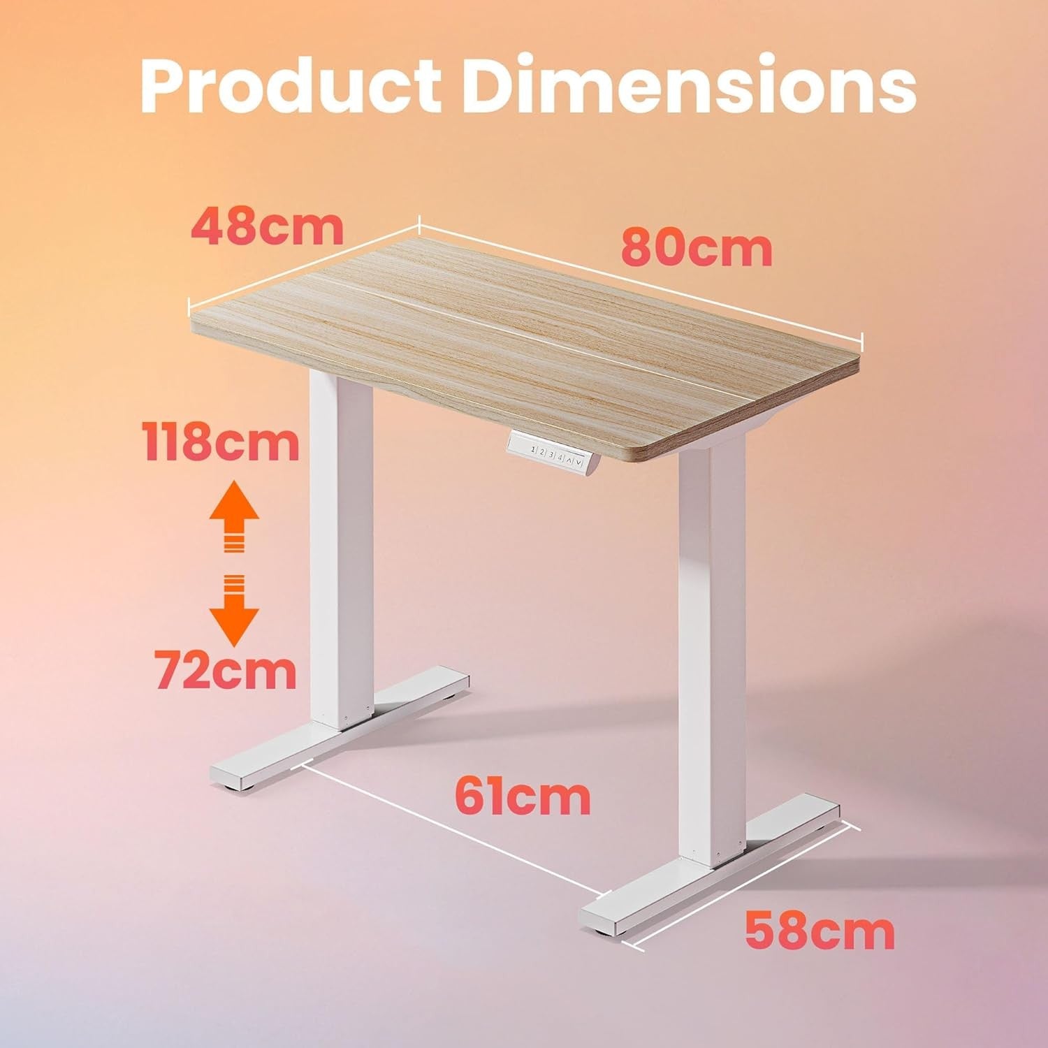 Electric Standing Desk Height Adjustable Sit Home Office Table 80x48cm