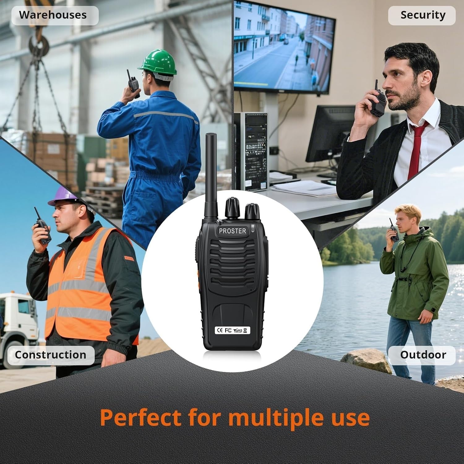 Proster Walkie Talkies 3 Pack Long Range PMR446 Rechargeable VOX Radio