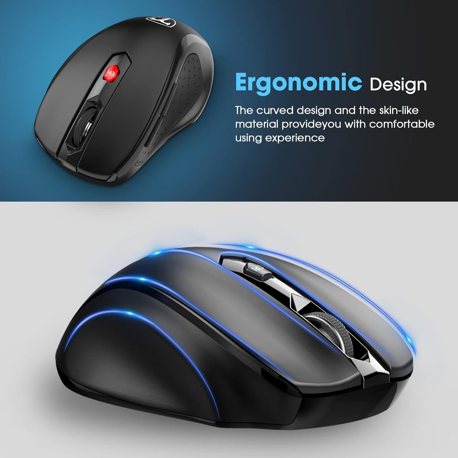 Wireless 2.4G Optical Mouse 2400 DPI 6 Buttons USB for PC Laptop