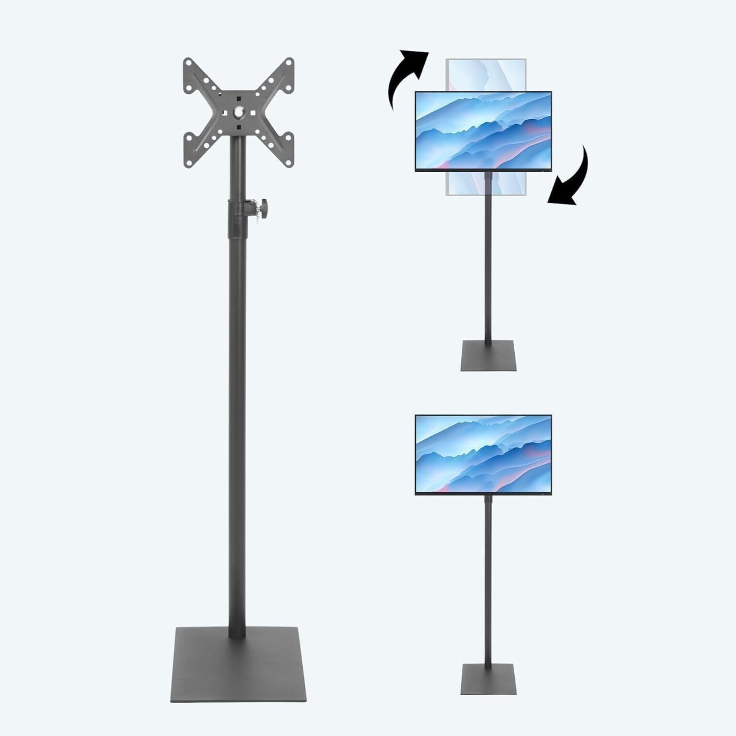 360° Swivel TV Floor Stand Adjustable Height for 14-43” LCD OLED TVs, 20kg
