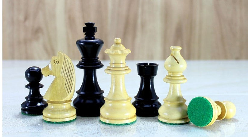 Luxury 3.75" Wooden Chess Pieces Set – Staunton Weighted Figurine Pieces Black