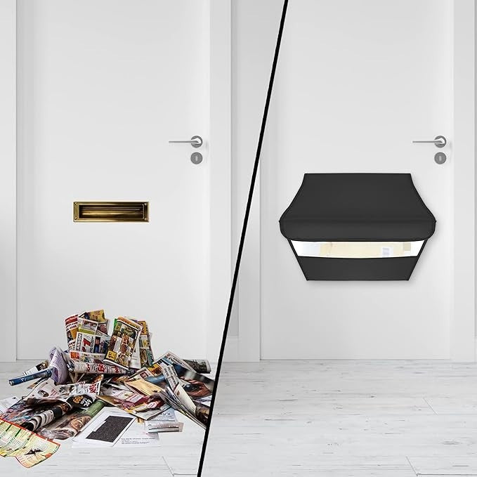 Wall Mounted Letterbox Catcher Black PVC | Lockable | Dog-Proof | No More Bendin