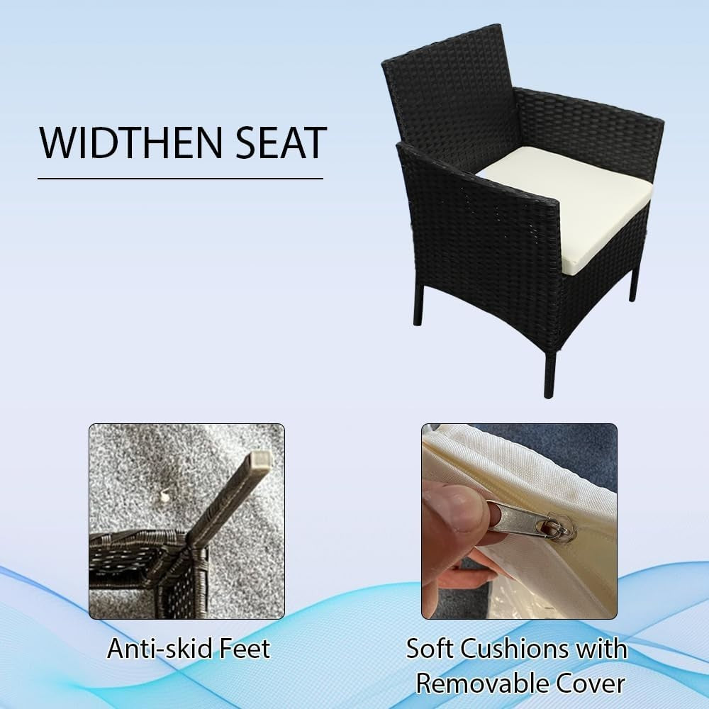 Outdoor Rattan Garden Sofa Set 4-Seater with Cushions & Glass Coffee Table