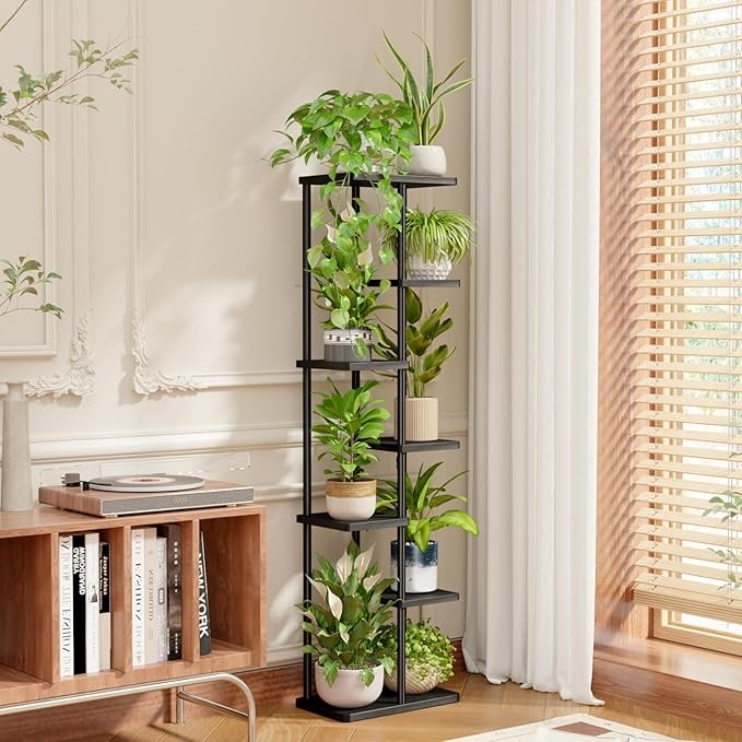 7 Tier Metal Plant Stand Indoor Outdoor Tall Flower Shelf for Patio Balcony
