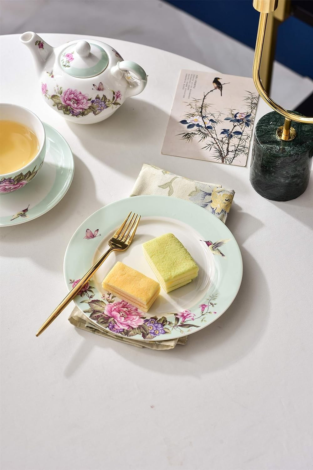 Vintage Tea Cup Saucer Dessert Plate Set Floral Porcelain Gift Box