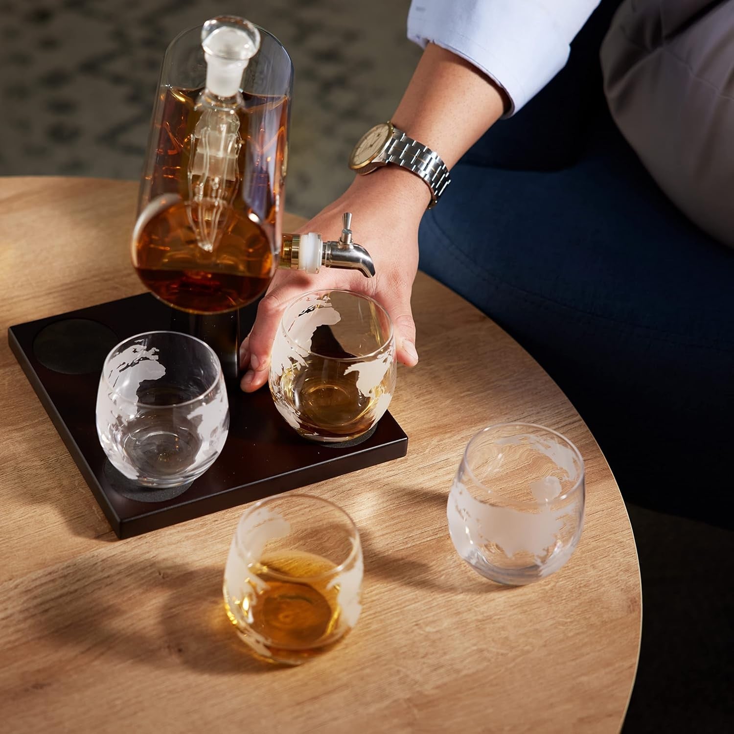 Whiskey Decanter Set 1000ml Ship Design with 6 Glasses Luxury Gift for Men Bar