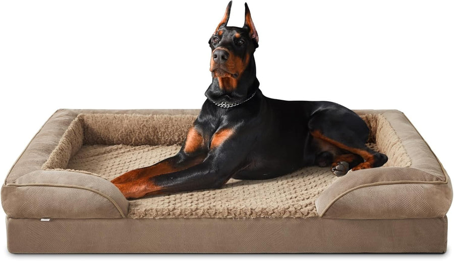 XXL Orthopedic Memory Foam Dog Bed Washable Sofa 122x89x17cm Brown