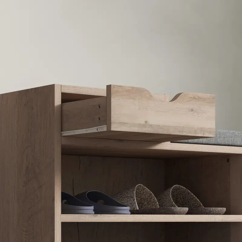 Shoe Storage Bench with Drawer & Cushion – Entryway Seat & Rack Unit
