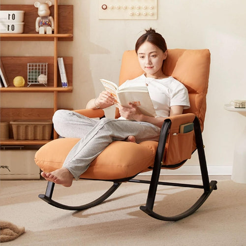 Outdoor Recliner Rocking Chair with Cushion & Storage - Patio, Lawn, Camping