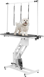 Large Hydraulic Dog Grooming Table Adjustable Height Non Slip Top H Bar