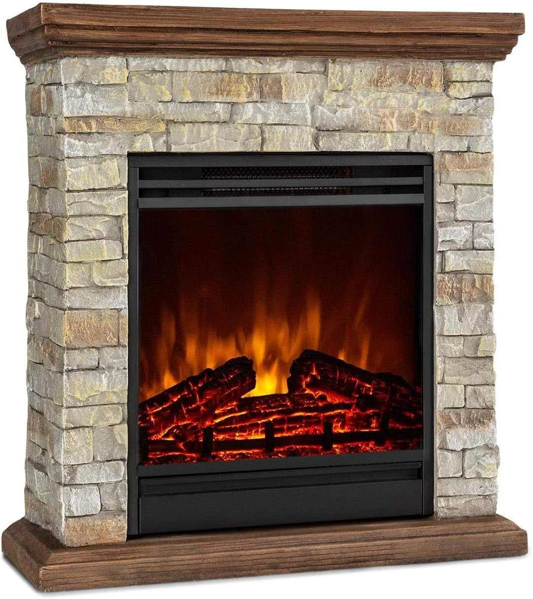 Electric Fireplace 1800W LED Flame Log Effect Heater with Remote Control