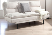 3 Seater Sofa Bed Modern Click Clack Recliner Beige Padded Couch New