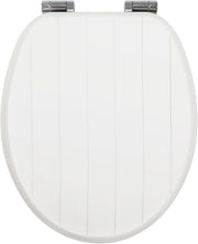 White Wooden Toilet Seat MDF Soft Close Adjustable Hinges 43.5x37.5cm