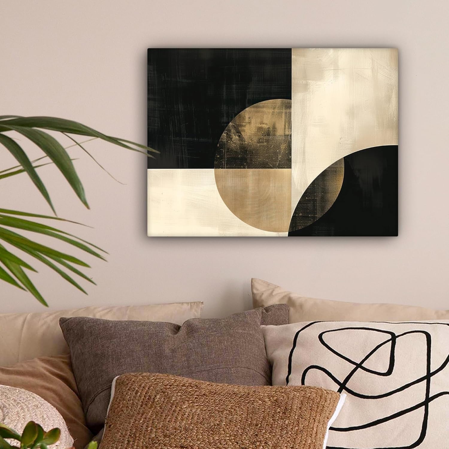 Black Gold Abstract Canvas Wall Art 40x30cm Framed Print
