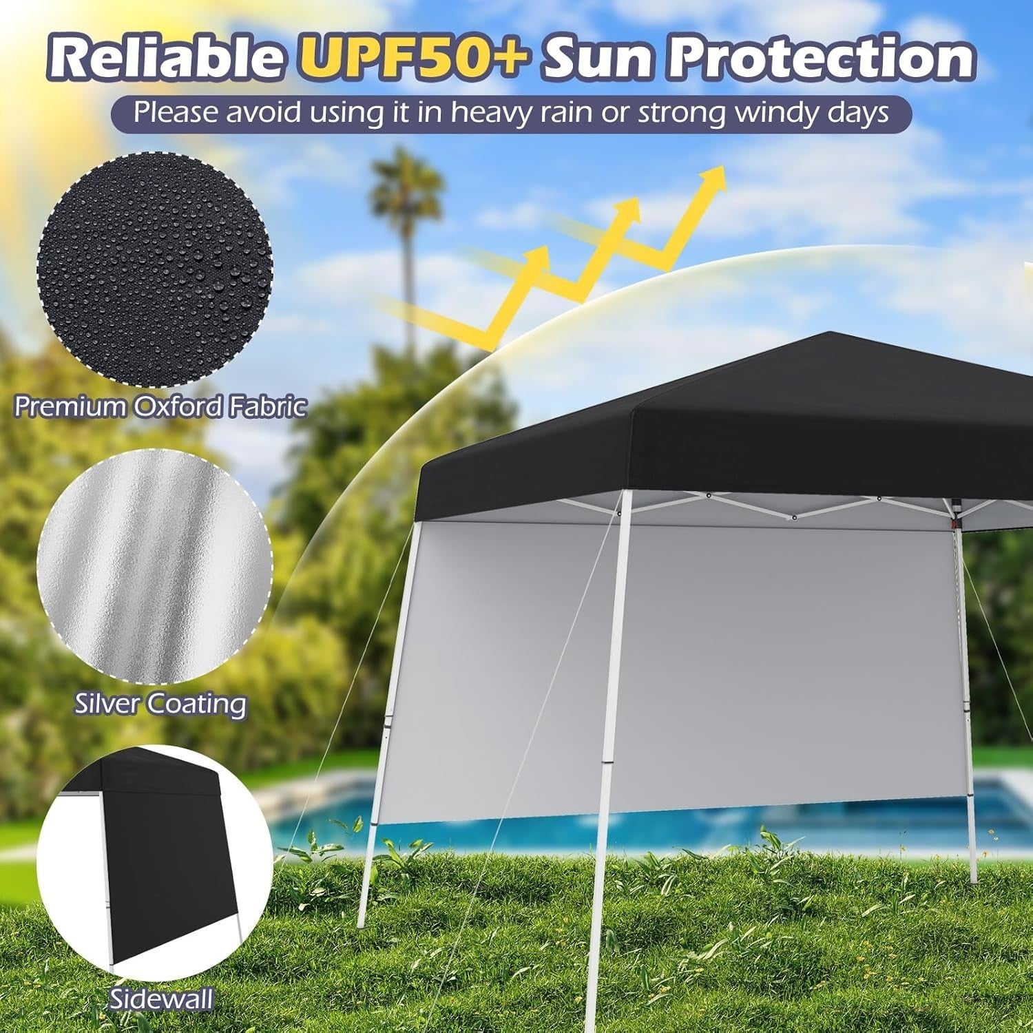 3x3M Black Pop-Up Canopy Tent UPF50+ Sunshade Outdoor Party Gazebo