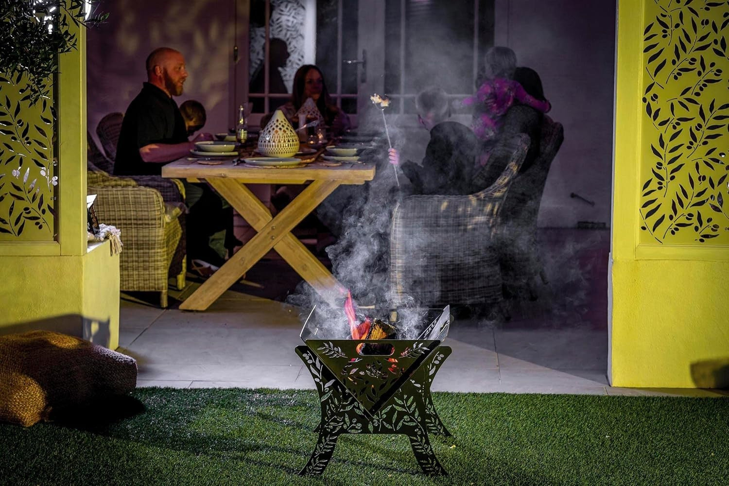 Portable Fire Pit & BBQ Grill | Stainless Steel Laser Cut Design | Easy Assembly