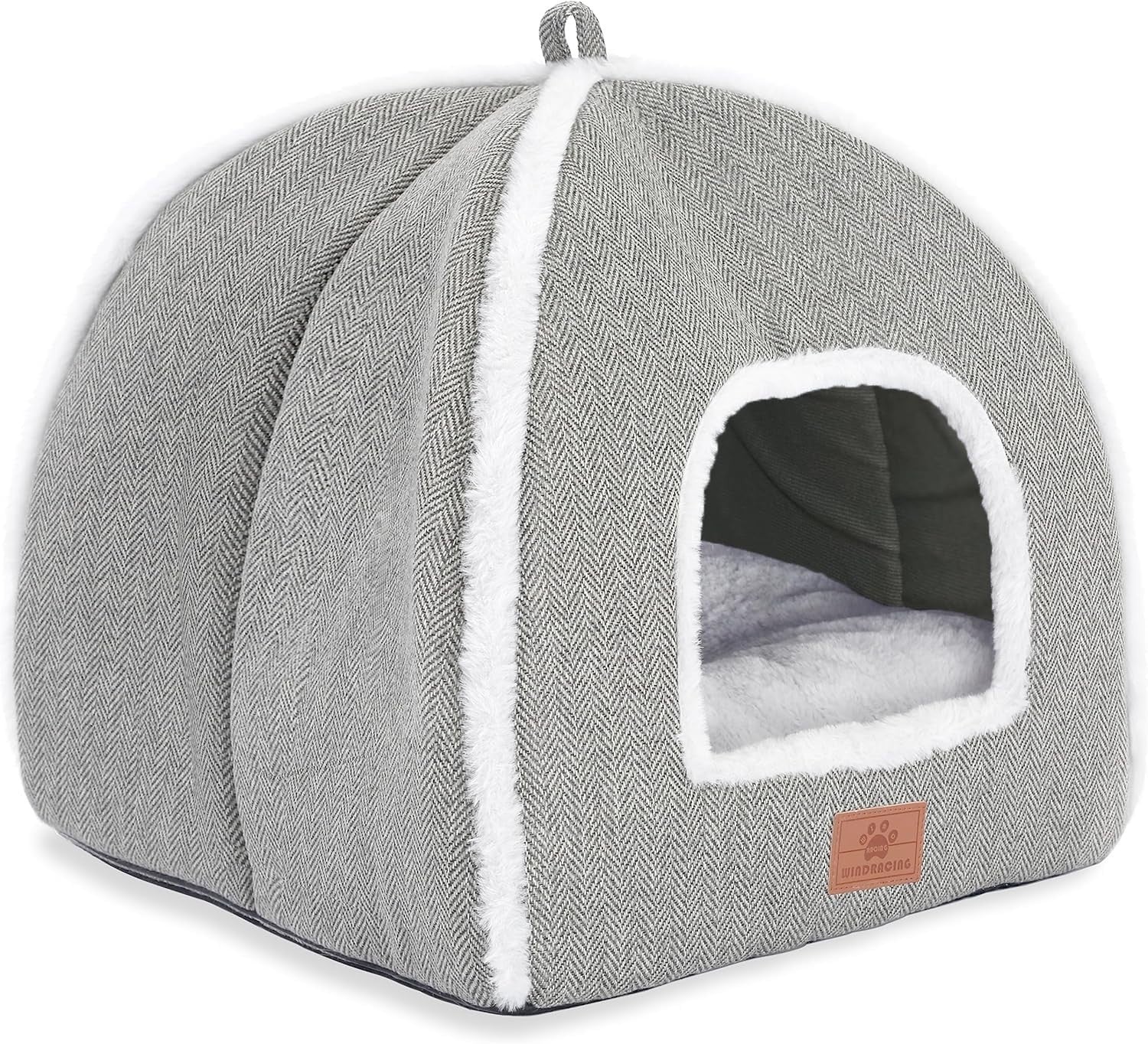 Cat Cave Bed Indoor Cat House Tent Soft Washable Cushion Gray L