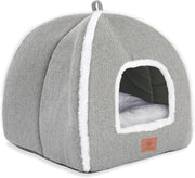Cat Cave Bed Indoor Cat House Tent Soft Washable Cushion Gray L