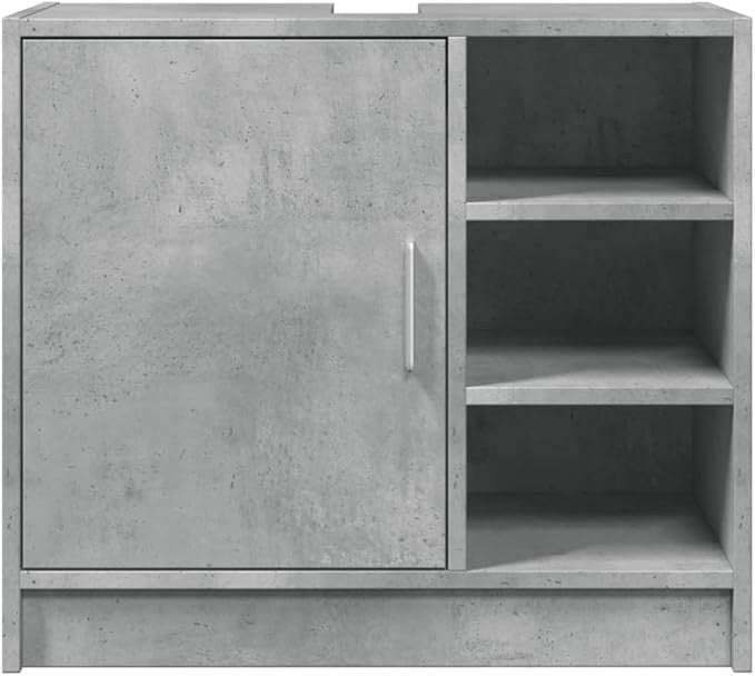 Concrete Grey Under Sink Cabinet 63cm Bathroom Storage Unit with Open Shelves