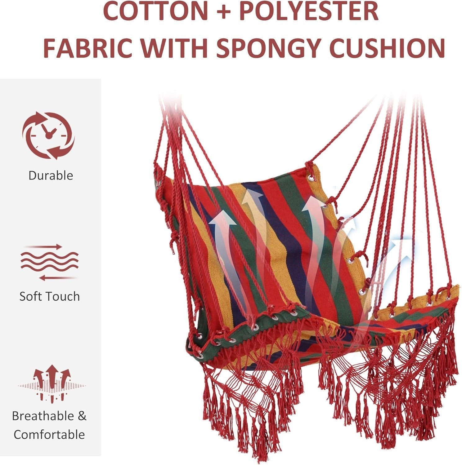 Hammock Chair Swing with Spreader Bar | Indoor Outdoor Hanging Seat
