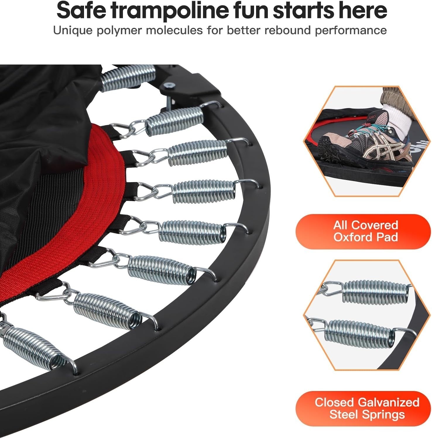 40in Foldable Fitness Rebounder Trampoline Silent Low Impact 180kg
