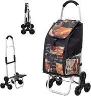 2-in-1 Foldable Stair Climber Shopping Trolley 6-Wheel Cart 40KG Waterproof