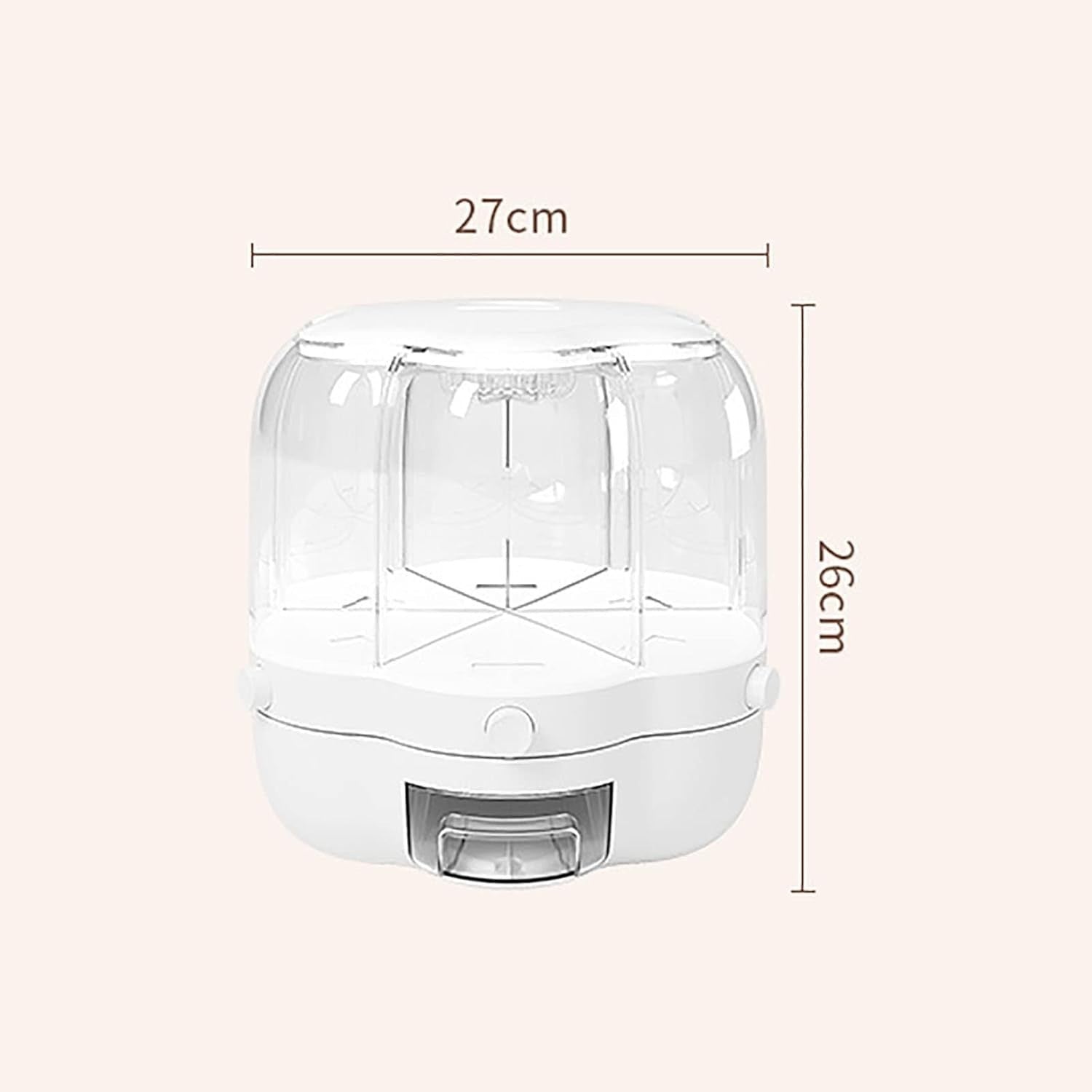 6 Grid Rotating Rice Dispenser Airtight Grain Storage Box