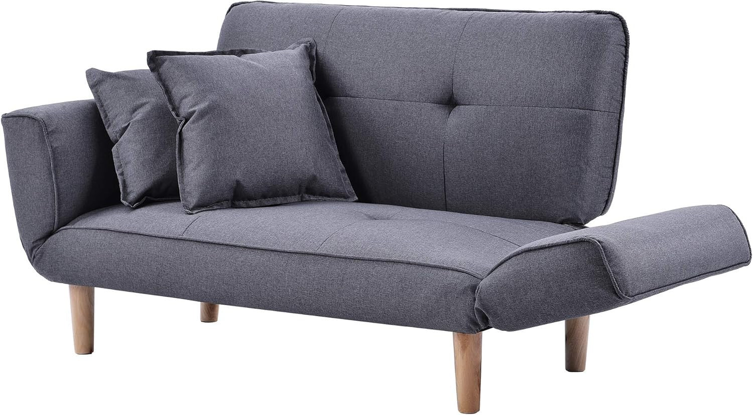 2 Seater Sofa Bed Light Grey Compact Couch Recliner for Small Spaces