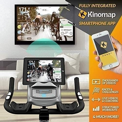 Fluid Resistance Exercise Bike w/ LCD Display, 25kg Flywheel & Kinomap App