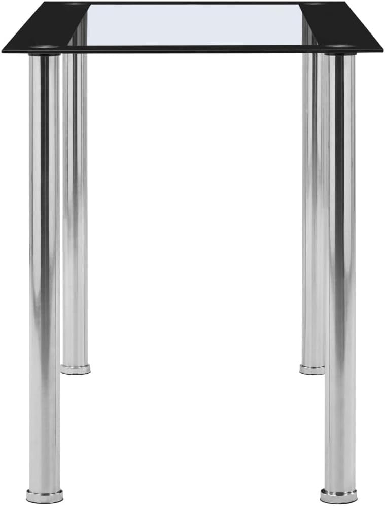 Rectangular Glass Dining Table 120x60cm Black Clear Steel Modern