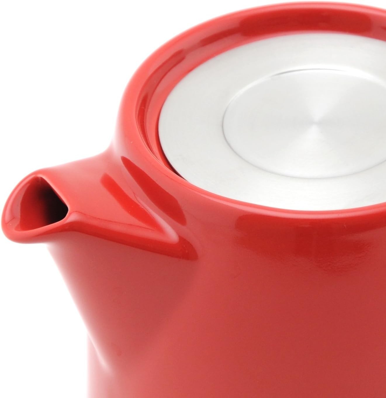 Red Teapot 18oz 510ml Porcelain Tea Pot with Lid Dishwasher Safe