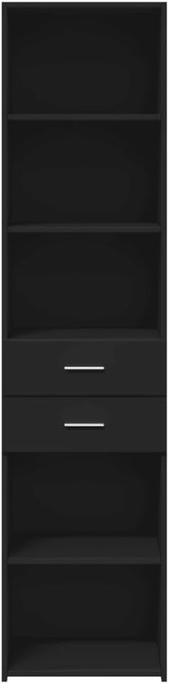 Tall Black Storage Cabinet 45x42.5x185cm – Slim Modern Unit with Drawers